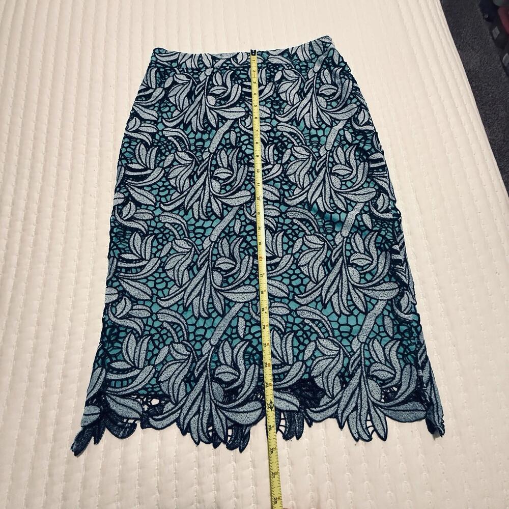 Maeve Tallulah Lace Overlay Blue Pencil Skirt Sz 6 Anthropologie - Picture 3 of 13